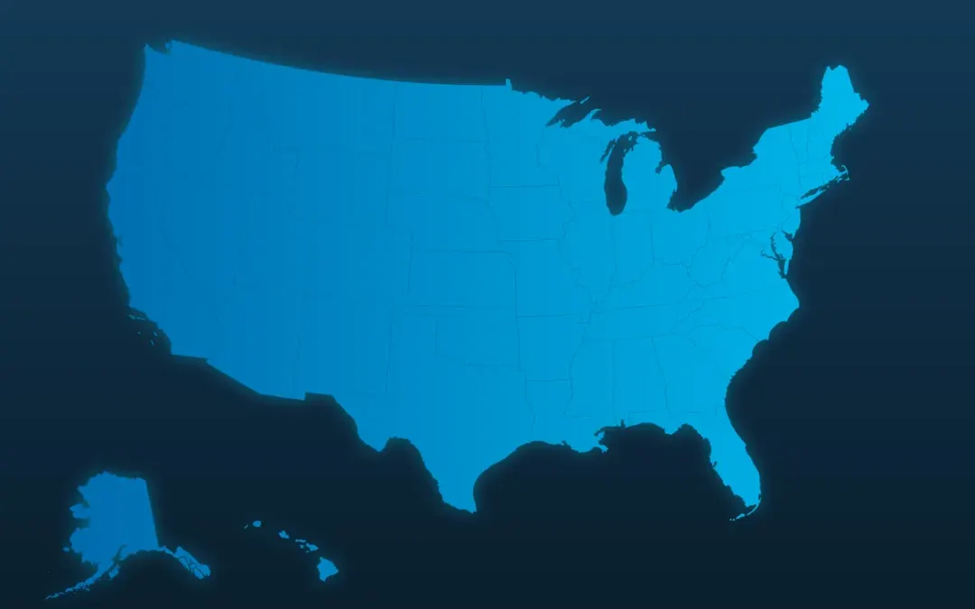 Map of the United States, including Alaska and Hawaii, illustrating nationwide AW Go Mobile coverage