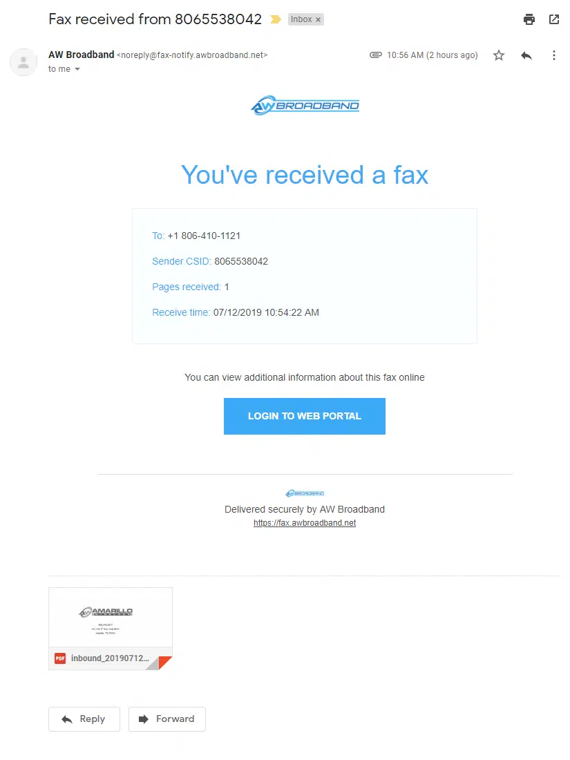 Notificación por correo electrónico al recibir un fax