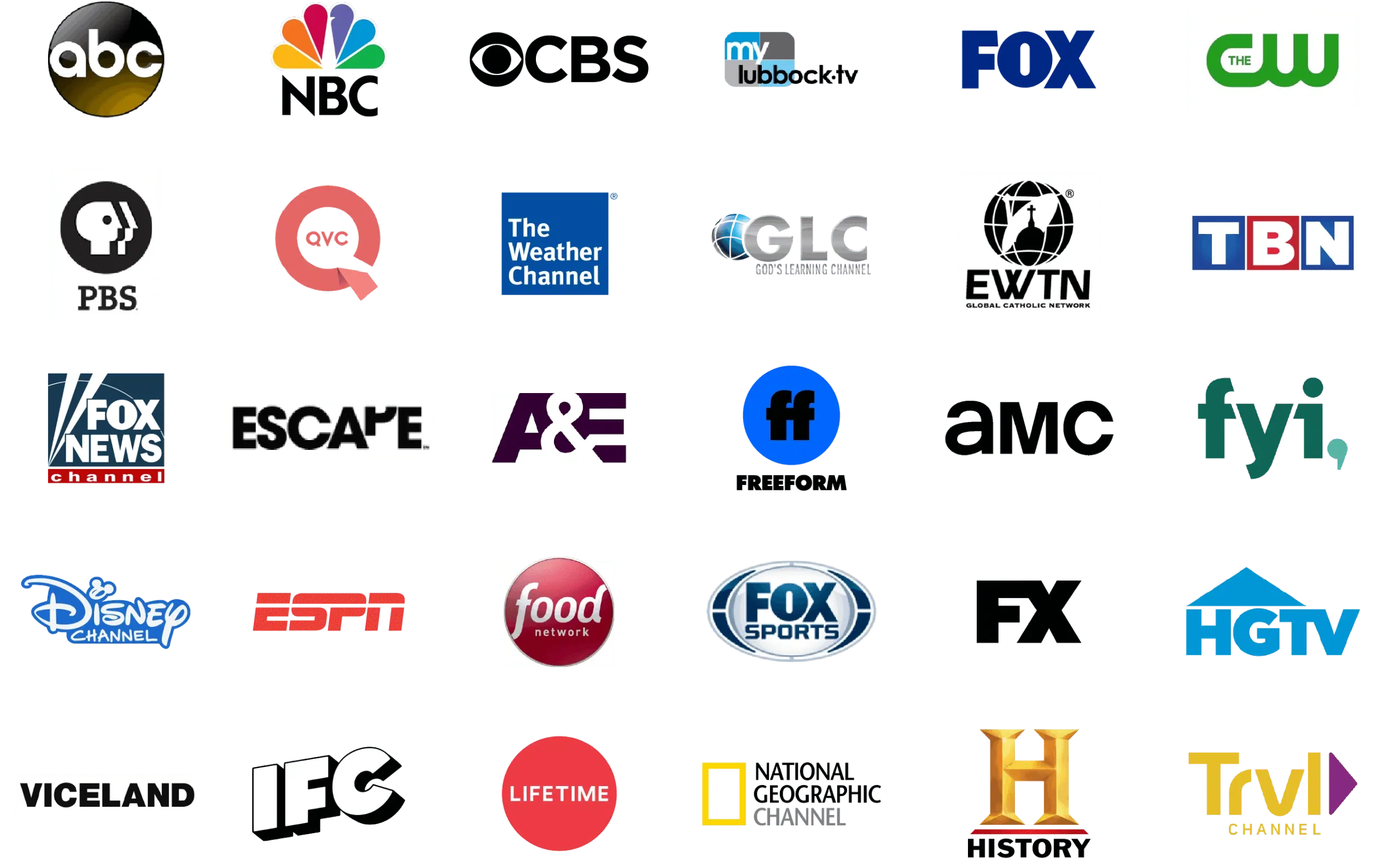 Canales de televisión por cable que AW ofrece en nuestros servicios de streaming de TV en vivo