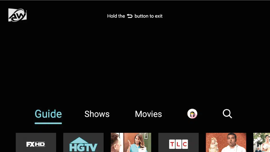 Seleccionar la guía en la pantalla de AWTV